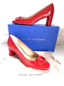 Stuart Weitzman*RARE* Anicia 60 Tonal Women’s Red Patent Low Heel Pumps 39/8.5M - Picture 1 of 21