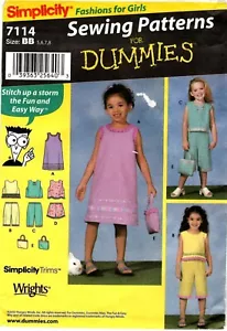 Simplicity 7114 Dress Shorts Top Girls Sewing Pattern for Dummies Uncut Size 5-8 - Picture 1 of 2
