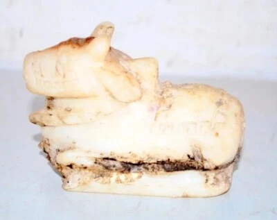 Hermosa figura de Nandi ídolo hindú tallada a mano de mármol piedra antigua de colección rara Foto 1 de 4