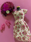 Beautiful Barbie short Flowered knit dress matching fedora shoes
