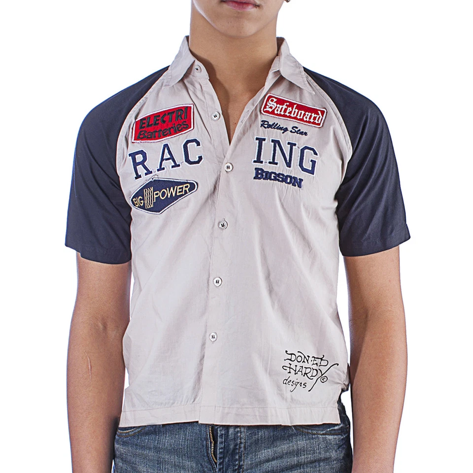 Camisa de manga corta con botones Ed Hardy para niños pequeños Foto 1 de 1