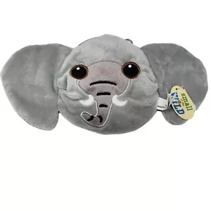 Wildlife Artists Small Elephant Gray Plush Tusks 10in Zippered Pouch Purse Bag - Picture 1 of 9