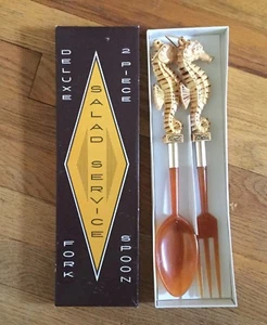 Vintage Kitch Souvenir Florida Seahorse Fork & Spoon Salad Service - by Carrib - Picture 1 of 9