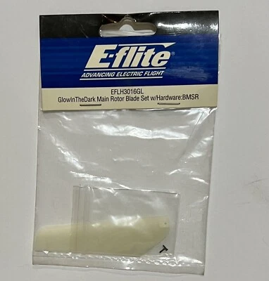 E-FLITE GLOW IN THE DARK MAIN ROTOR BLADE SET W/HARDWARE: BMSR EFLH3016GL - Image 1 of 2
