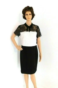 NY & C Womens Dress Sz M Black & White Eyelash Lace Bodice Short Sleeve D-89 - Picture 1 of 12