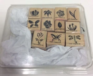 STAMPIN UP! Estampillas florales de flores 2001 ~ Juego de 11 estampillas de goma montadas en madera - Imagen 1 de 3