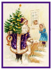 Victorien Père Noël #219 Point de Croix Tableau Motif