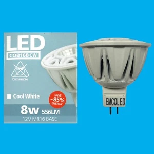 12x 8W (=50W) LED MR16, 12V, GU5.3, Cool White Reflector Spot Light Bulb Lamps - Picture 1 of 6