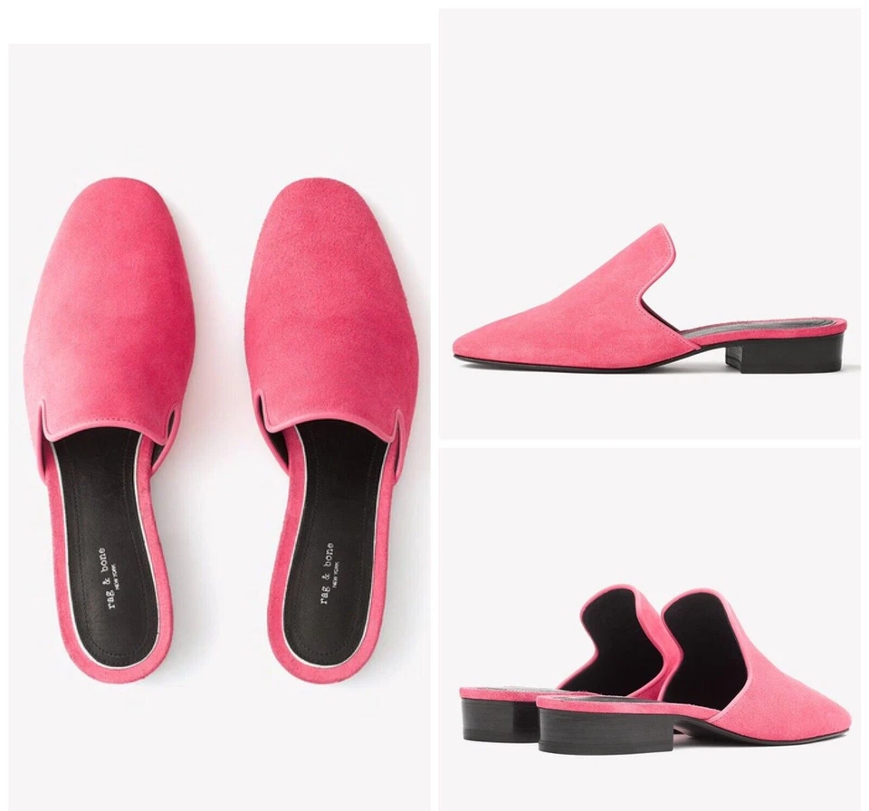 Mocassim de couro Rag & Bone Luis mula em camurça peônia tamanho: 36,5 (EUA 6,5) US$ 375 - Imagem 1 de 4