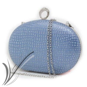 Pochette azzurro polvere elegante cerimonia borsetta clutch gioiello rigida - Foto 1 di 2