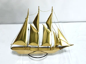 Vtg Metal Wire Sailboat Desk Decor with Triple Sail=Taiwan=Needs Base - Picture 1 of 19