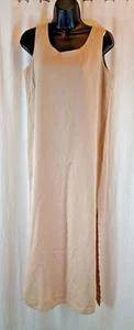 Norton McNaughton Linen Dress Beige Size M Side Slit Sleeveless Maxi Beach Wear - Picture 1 of 13