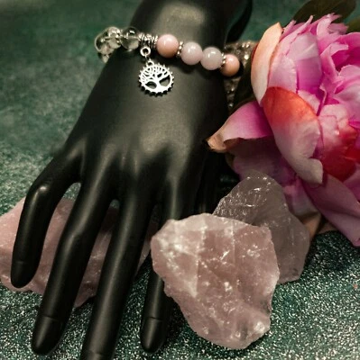 Pulsera de cuarzo transparente y cuarcita rosa de 15 cm de Ulara Moon Foto 1 de 4