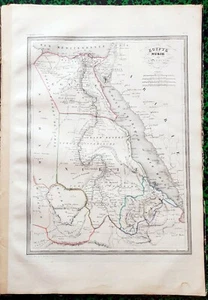 Egypte Nubie Abyssinie - Belle Carte Aquarellée sur Papier Vergé 41x28 Huot 1837 - Picture 1 of 1
