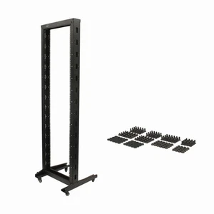 42U Movable 19" 2 Post Open Frame Heavy Duty IT Network Data Server Rack - Picture 1 of 4