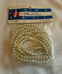 Vintage Fiber-craft simulierte aufgereihte Perlen 58-60" Schnur 6 mm Nr. 1966A - Bild 1 von 2