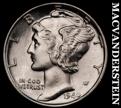 Mercury Dime 1940 - FSB - Super Choice Gem Brilliant Unc++++ Lustrous #G1622 Foto 1 de 2