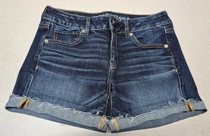 American Eagle Super Stretch Damengröße 4 Midi Denim blau Jeansshorts mit Bündchen - Bild 1 von 6