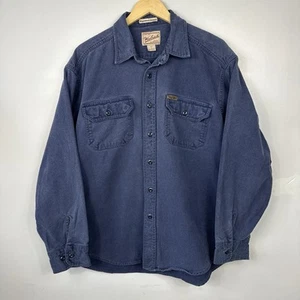 Vintage Woolrich Overshirt, Brushed Cotton Expedition Chamois, Blue, Mens Large - Picture 1 of 10