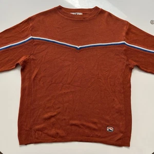 Vintage Rusty Sweater Striped Surf Beach 90s Y2K Orange Sz M - Picture 1 of 10