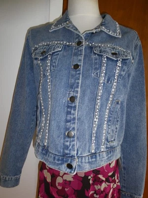 Alexis Taylor 女式 100% 棉串珠牛仔裤西装外套蓝色 XLarge(适合 L 码) — 第 1/4 张图片