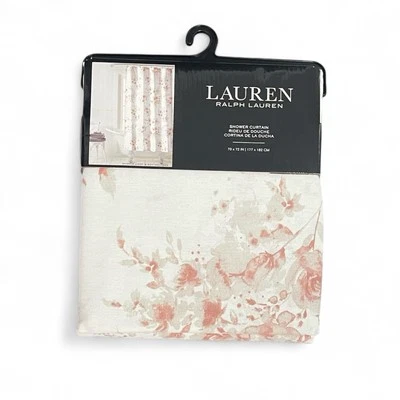 CORTINA DE CHUVEIRO LAUREN RALPH LAUREN FLORAL PÊSSEGO 70 X 72 100% ALGODÃO NOVA NA CAIXA - Imagem 1 de 4