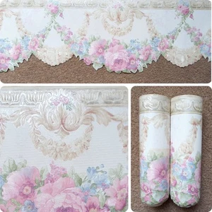 X2 1980s Vintage Wallpaper BORDER Rolls Traditional Swags Floral 90s cottagecore - Picture 1 of 17