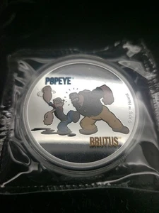 2024 1 oz Colorized Samoa Silver Popeye and Brutus Coin (BU) - Picture 1 of 2