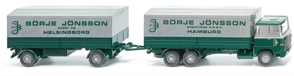 WIKING, Autocarro con rimorchio SCANIA 111 6X4 Rimorchio a 2 assi Börje Jönss... - Immagine 1 di 1