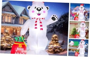 8FT Christmas Inflatable Polar Bear Indoor Outdoor Decorations, Blow up Bear - Picture 1 of 7