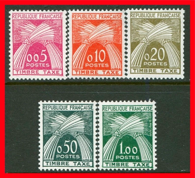 France Postage Due Stamps Scott J93-J97, MNH Complete Set!! F1053d - Image 1 of 1