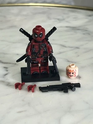 Lego Deadpool Custom Printed Minifigure w/ Swords and Guns Marvel - Image 1 of 4