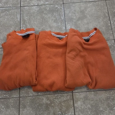 Мужская оранжевая вязаная базовая рубашка Steve and Barrys для работы на открытом воздухе. Большой - Изображение 1 из 4