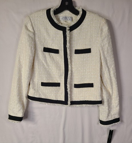 OFF WHITE Giacca donna Tahari Arthur S Levine Bobby con cerniera davanti bianco sporco. Taglia 6