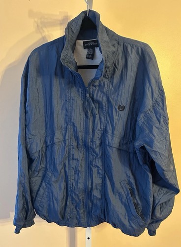 Giacca a vento vintage Y2K Givenchy Track foderata full zip blu fumo uomo L