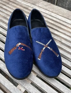 May Anthony Locked & Loaded Mens Loafers Blue Velvet Size 11 NWOB - Picture 1 of 13