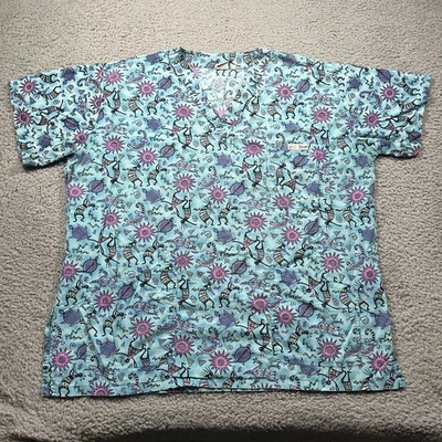 Crazy Scrubs + Nickelodeon Women's Scrubs - Lot of 2 Sz 2X (Aztec, Sponge Bob) - Image 1 of 4