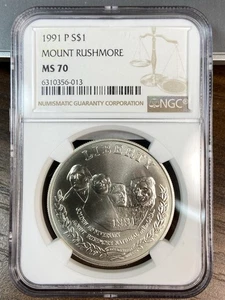 1991__ MS 70 Mount Rushmore Silver Dollar__ NGC, US Coin - Picture 1 of 2