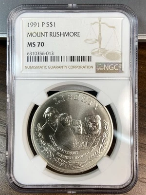 1991__ MS 70 Mount Rushmore Silver Dollar__ NGC, US Coin - Image 1 of 2