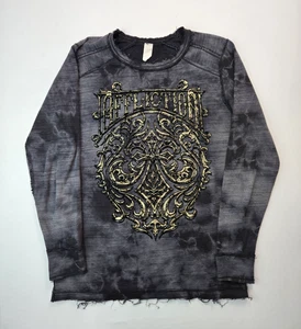 Affliction Y2K Fleur De Lis Spellout Graphic Thermal Long Sleeve Shirt Mens XL - Picture 1 of 6