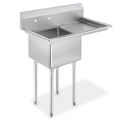 Fregadero de cocina comercial NSF de acero inoxidable de 18" con escurridor derecho Foto 1 de 4