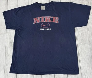 Vintage Y2K Silver Tag Nike T-Shirt Spellout Swoosh 1972 Distressed Gr. XL blau - Bild 1 von 4
