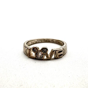 Anillo de amor Disney plata de ley 925 orejas de Mickey circonita cúbica talla 7 firmado - Imagen 1 de 12