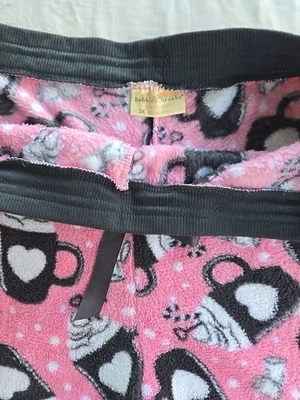 Pantalones de pijama Jr para mujer ROSA NEGRO felpa polar tazas de café con leche salón 3X nuevos... Foto 1 de 4