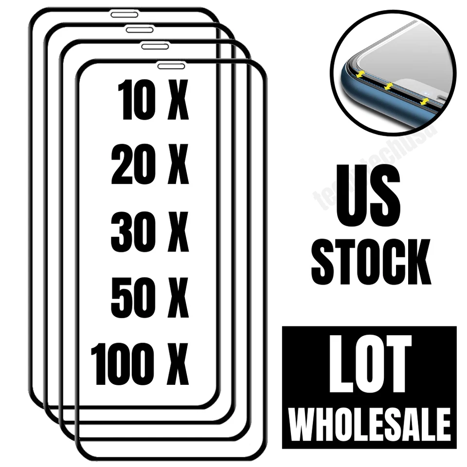 Wholesale Bulk For iPhone 11 Pro Max XR Tempered Glass Full Screen Protector Lot - Image 1 of 4