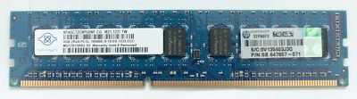 8GB (2x4GB) HP SB 647657-071 Nanya 2Rx8 PC3L-10600E NT4GC72C8PG0NF - Image 1 of 2