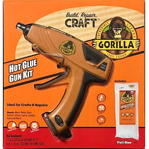 10902 Gorilla Hot Glue Gun Kit Dual Temp Full Size plus 30 Hot Glue Sticks - Picture 1 of 12