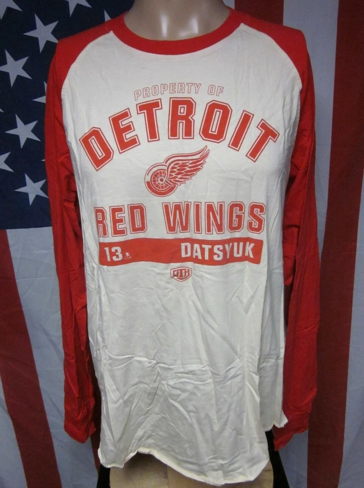 DETROIT RED WINGS lrg raglán antiguo hockey manga larga camiseta Pavel Datsyuk  Foto 1 de 1