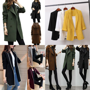New Women's Fashion Overcoat Woolen Trench Coat Ladies Winter Long Jacket Warm -