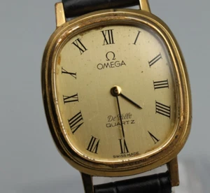 *Exc+4* Vintage OMEGA De Ville Cal.1350 Quartz Gold Dial Oval Women Watch JAPAN - Picture 1 of 15